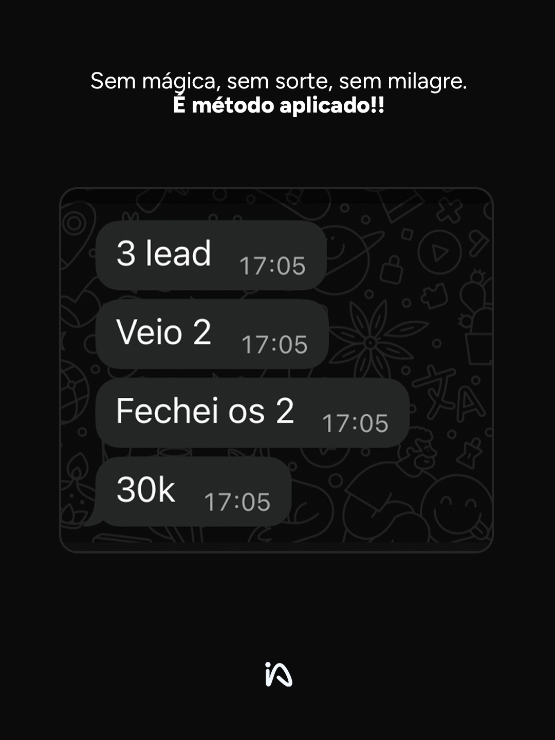 Sem mágica, sem sorte, sem milagre. É método aplicado!